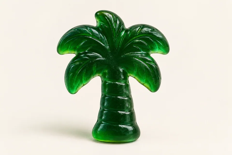 A single deep-green palm gummy concept